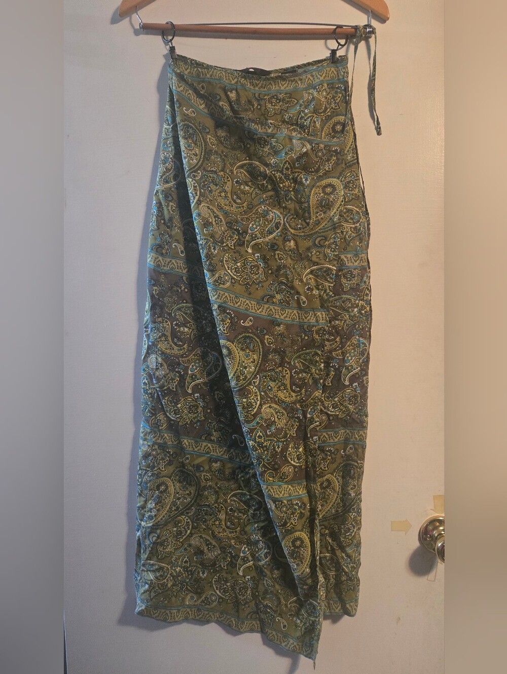 Vintage EXPRESS Green Paisley Wrap Skirt